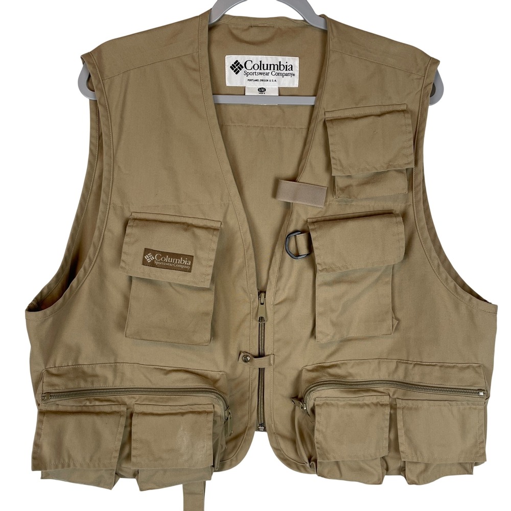 Columbia Sportswear Fishing‎ Hunting Utility Vest Khaki Tan Mens L XL Pockets